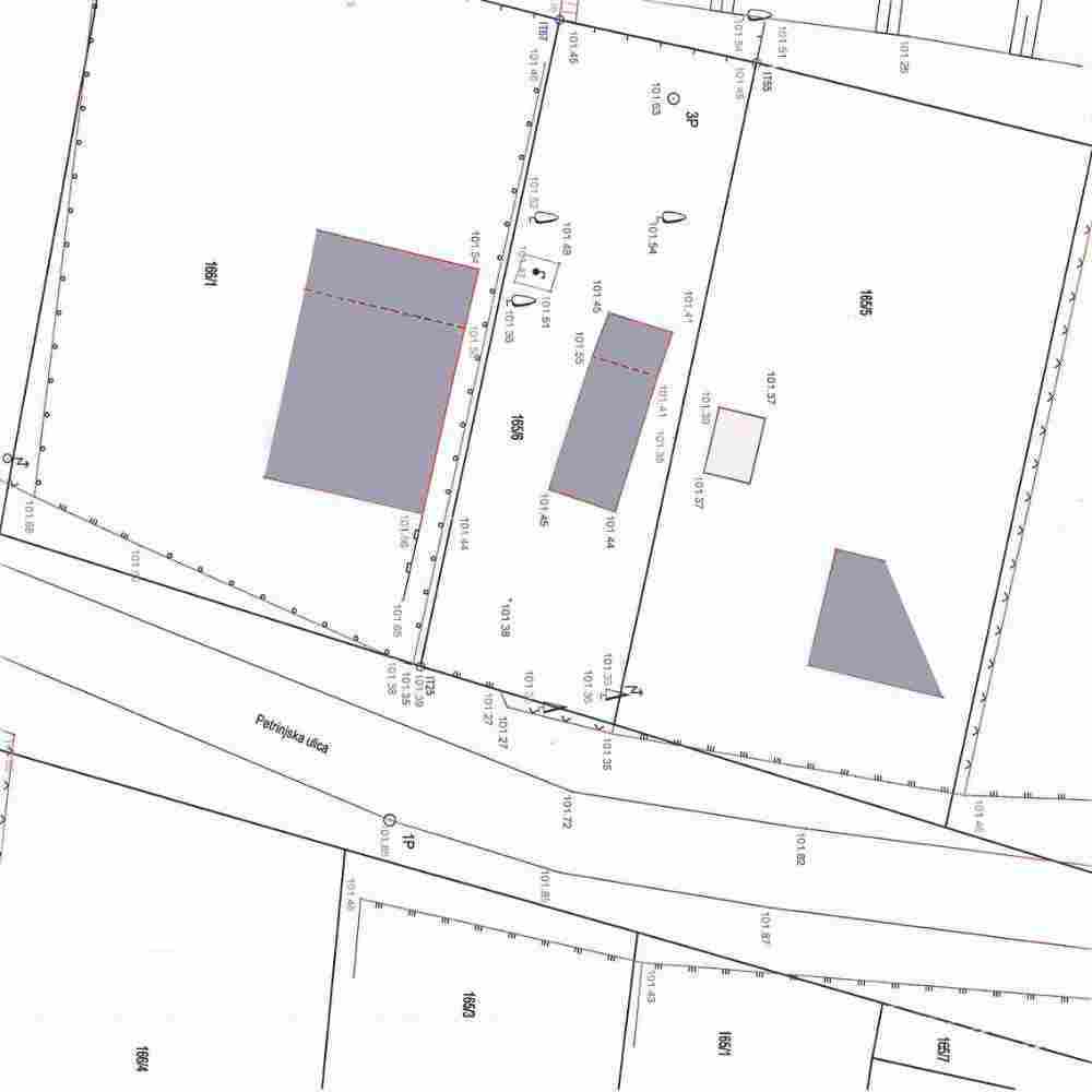 Karta s prikazom građevinskih objekta i zemljištima